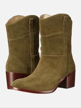 Adrienne Vittadini Fonzie Olive Suede Women's Ankle Boots